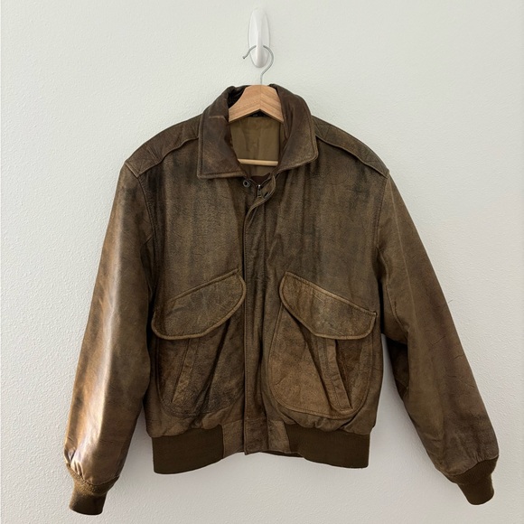 Hunt Club Other - Vintage genuine leather bomber jacket